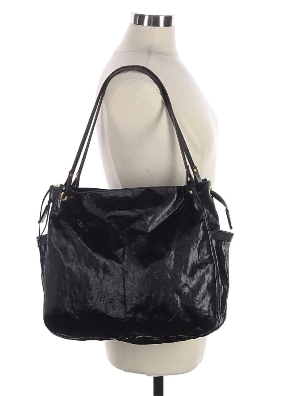 Jack Gomme Black Coated Linen Tote Bag French Designer Shoulder Bag Waxed